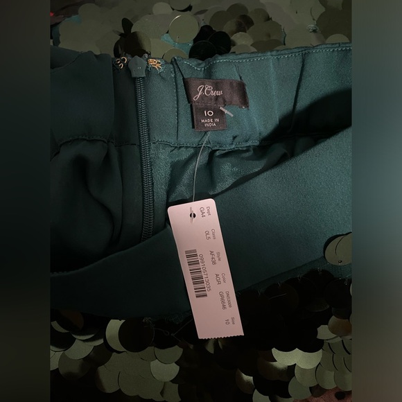 J.Crew Bristol Skirt Paillette Pencil Sequin Satin Bow Emerald Skirt Size 10 NWT - Picture 5 of 11